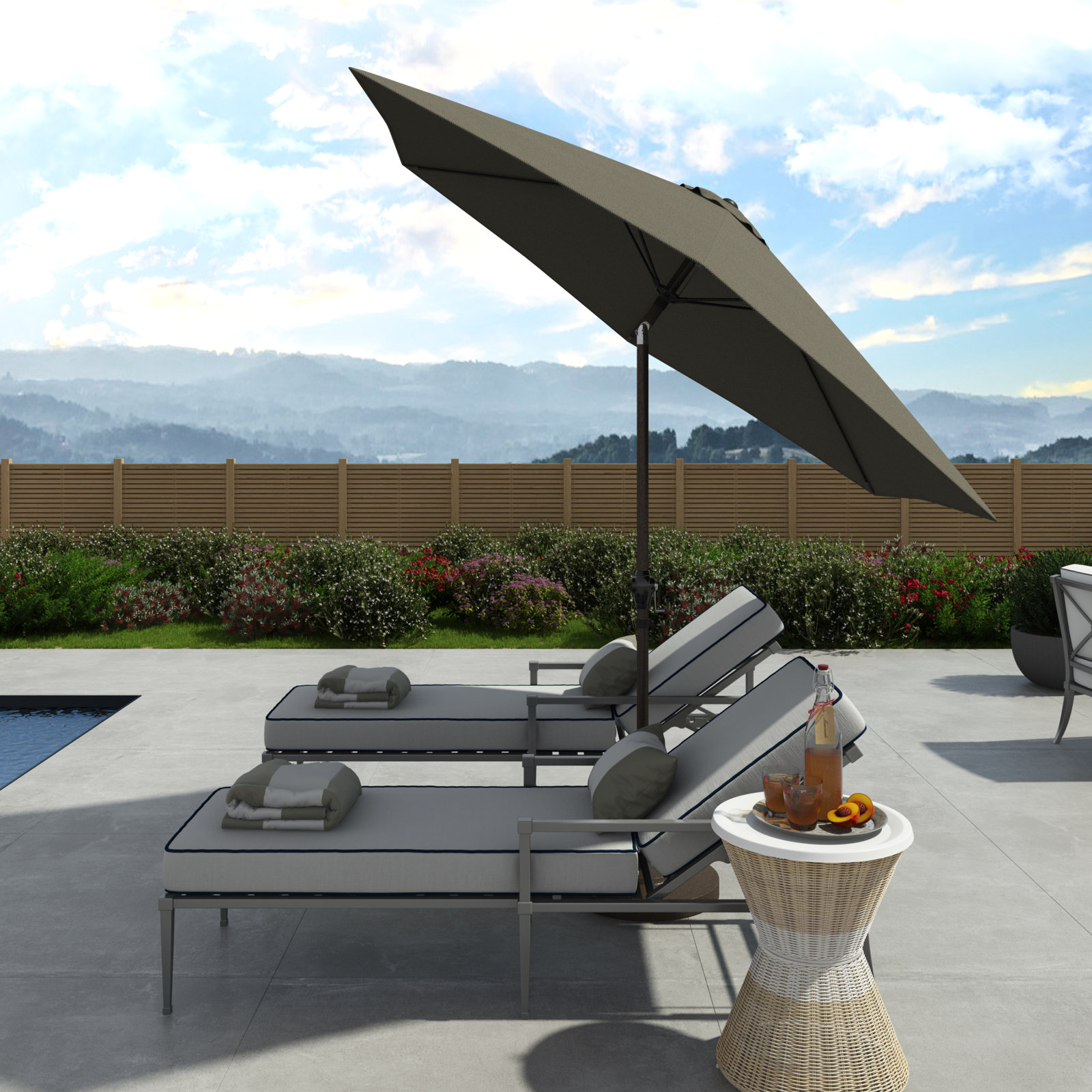 Astraea 108'' Outdoor Umbrella, Taupe - Polyester