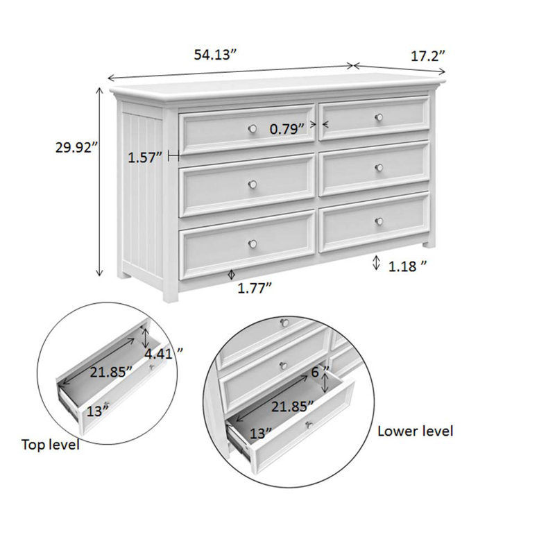 Commode combinée 6 tiroirs Ardice