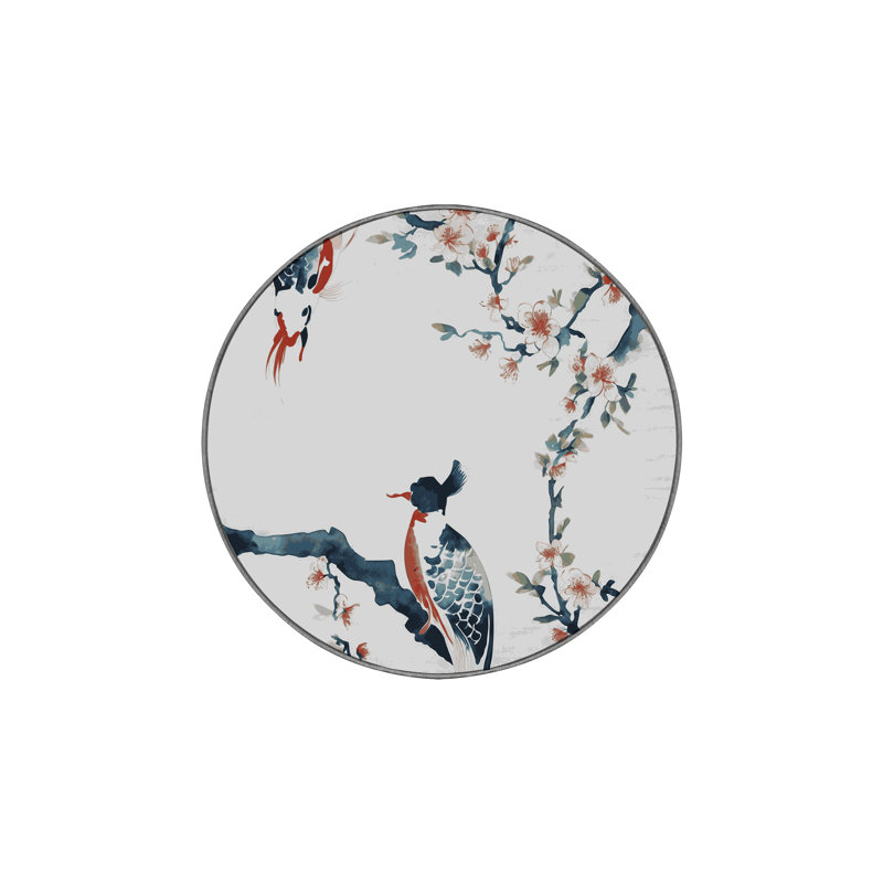 Machine Washable Gray Area Rug, Round 5'