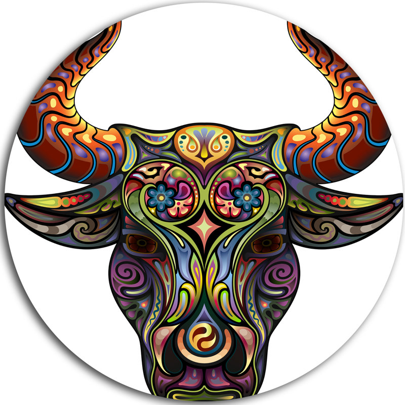 « ornemental bull », impression, H 23 po x l 23 po x P 1 po, Métal
