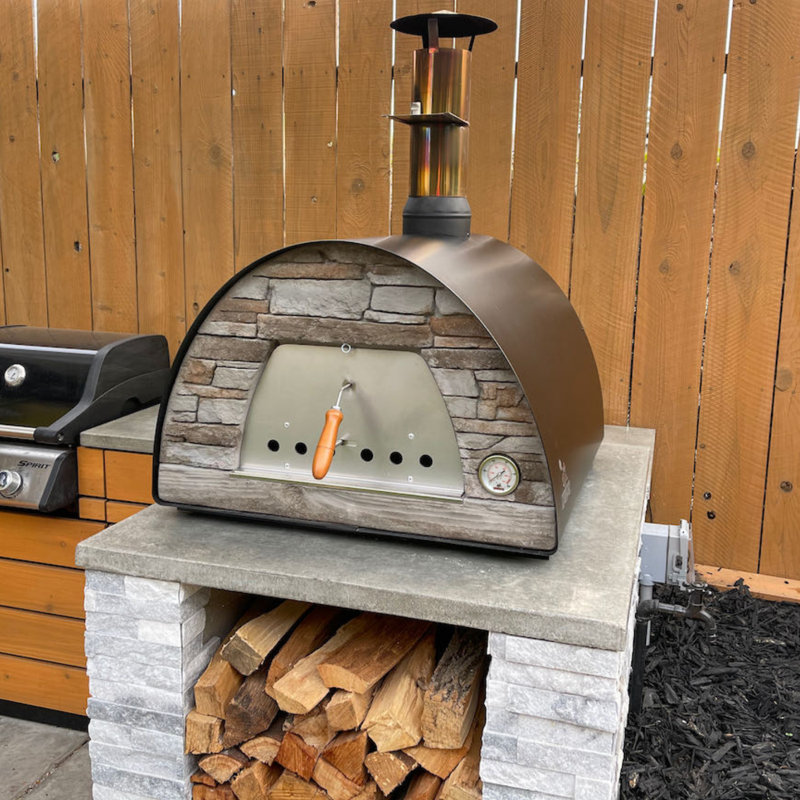 Authentic Pizza Ovens Stainless Steel Countertop Wood Burning Pizza Oven, Black, 38.5" H x 27.5" W x 27.5" D