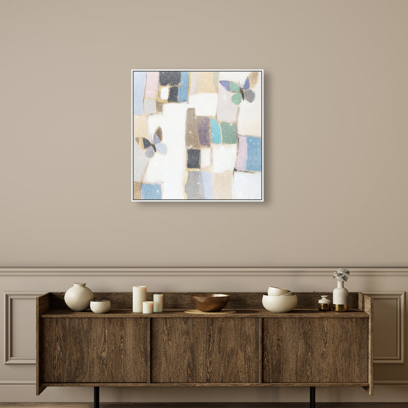 Bejewelled Butterflies Canvas Abstract Print by Oliver Gal, Black Frame, 12 x 12, 31"H x 31"W, White Frame