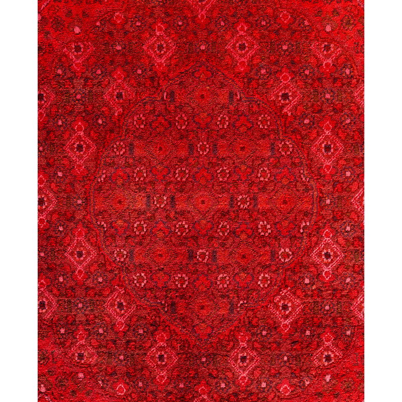 Overdyed Hand-Knotted Wool Modern-Contemporary Pink Area Rug 8' 1" x 10' 5"