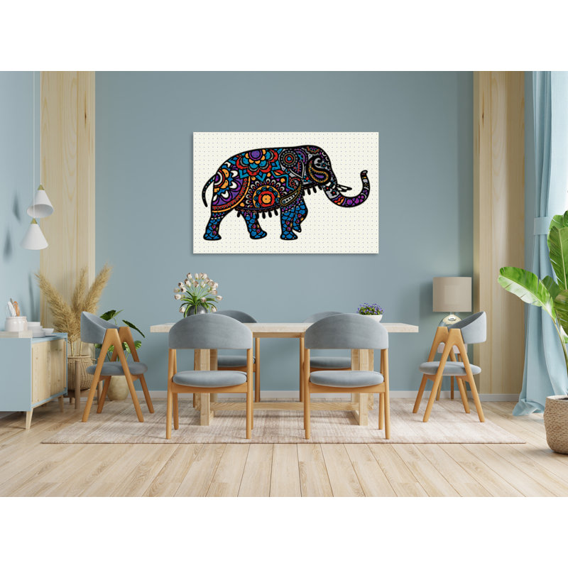 Boho Elephant 707 - Impression sur toile tendue, H 12 po x l 18 po x P 1,5 po