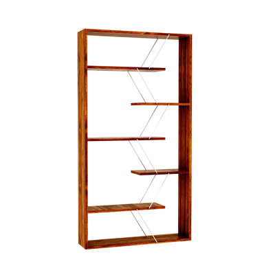 Furnish Home Store Wood Frame Etagere Open Back 6 Shelves Bookcase Industrial Bookshelf for Office and Living Rooms Modern Bookcases Large Bookshelf Organizer