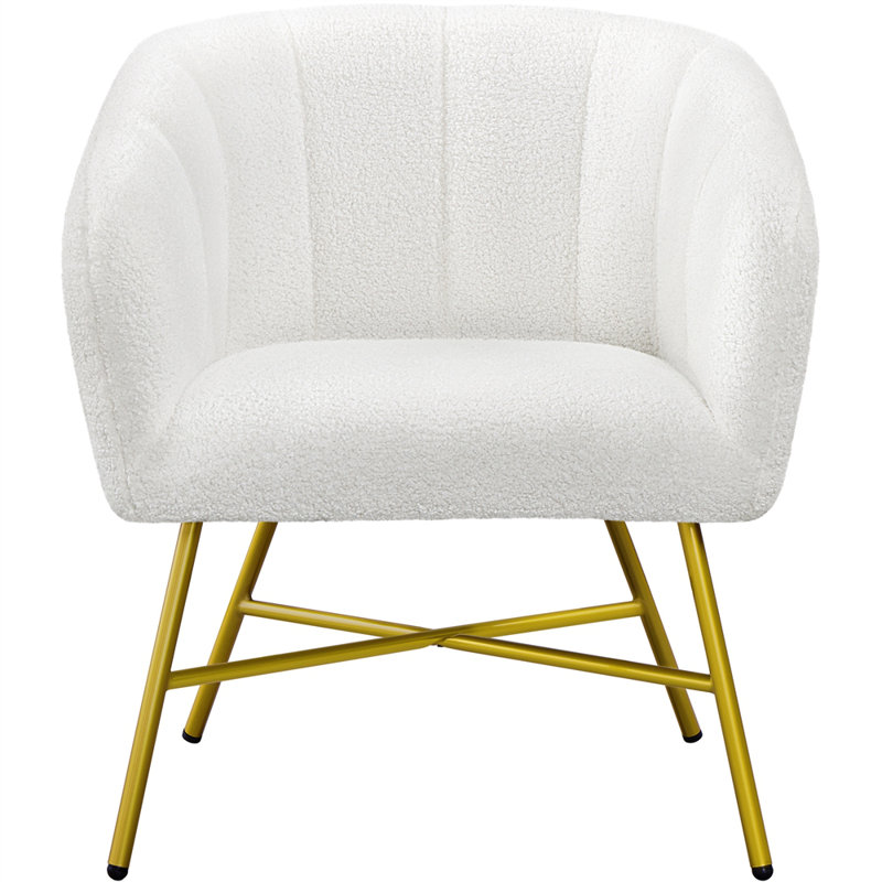 Upholstered Barrel Chair, White