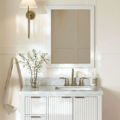 ARIEL Rectangular Wooden Mirror 24" x 32" in White