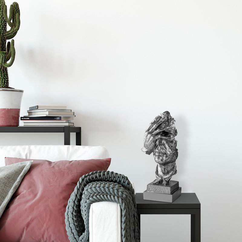 Objet décoratif peint à la main, argent, 5,5 x 13,0 x 4,3 pouces | 100% polyester, variations de couleurs uniques | Parfait pour la décoration intérieure, pièce décorative élégante pour le salon et les bureaux