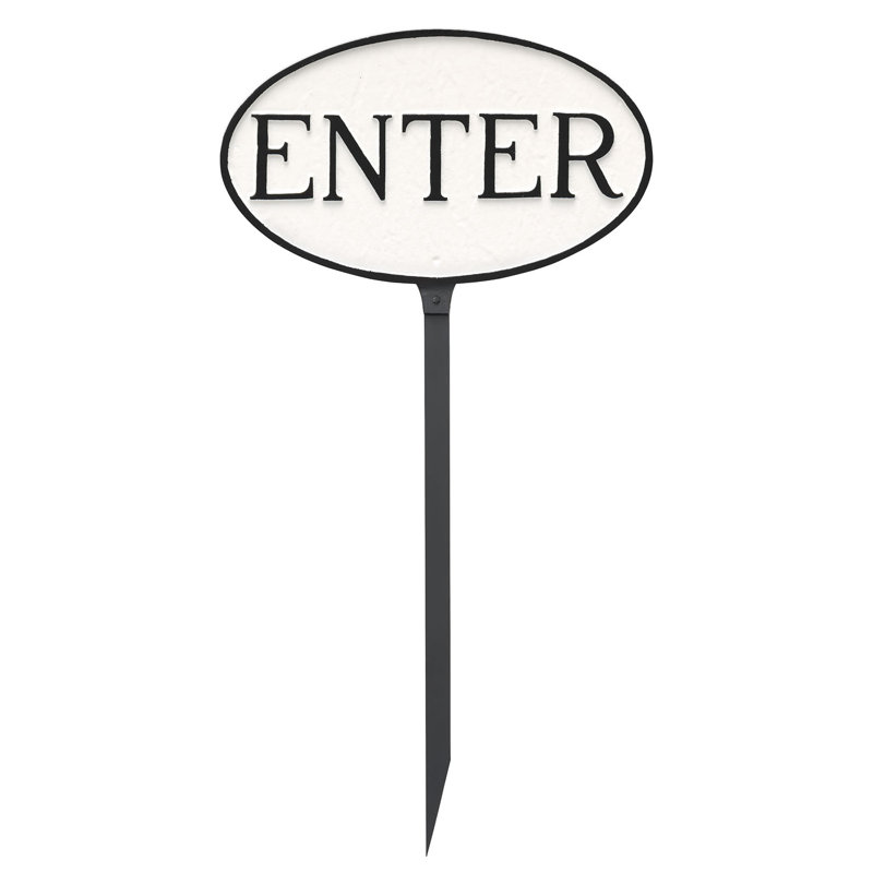 Enseigne de jardin statement enter, Blanc / Noir