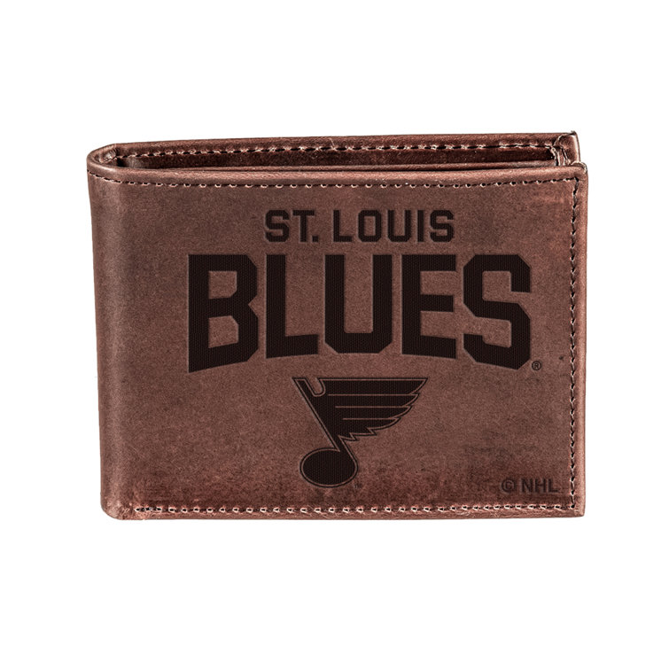 Evergreen Enterprises, Inc Brown Genuine Leather Bi-Fold Wallet with Embossed NHL Logo