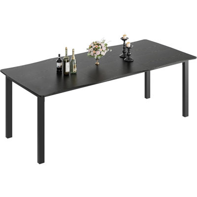 Modern Dining Table, Large Kitchen Table for 6-8 People, 15mm Thick MDF Top & Metal Frame