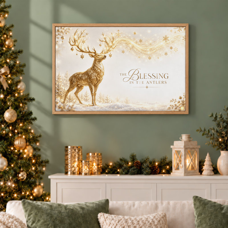 Art mural sur toile Golden Stag, H 18 po x l 24 po