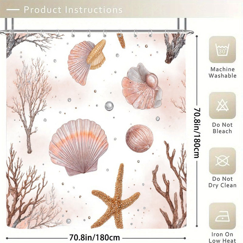 Rideaux de douche rose bord de mer 71 x 71