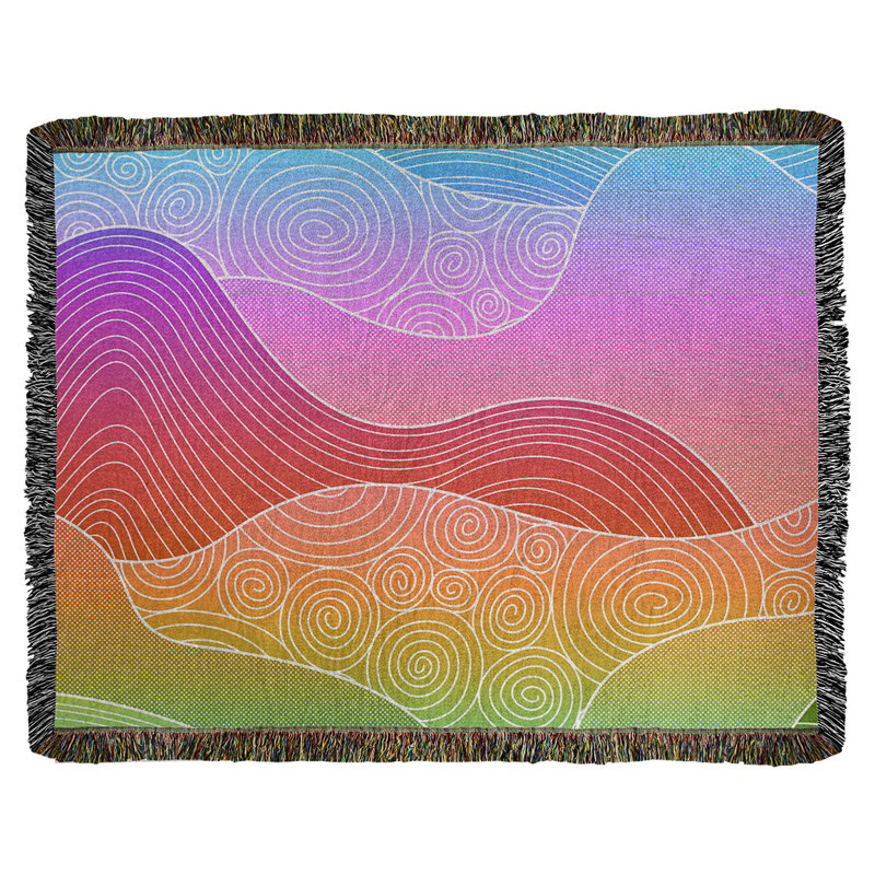 Katelyn Elizabeth Hand Woven Blanket, 50" W x 60" L, Red/Pink/Blue