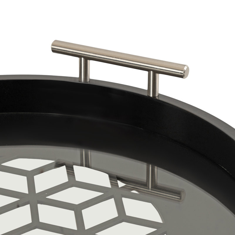 Magalia Wood Tray, Black, Silver