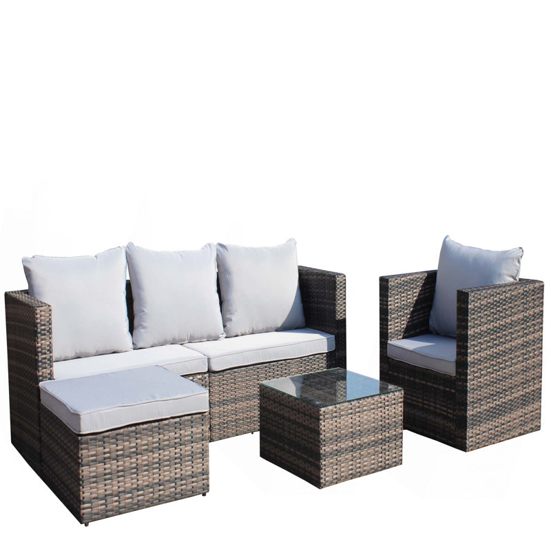 Ensemble de canapé et de table basse en osier et en rotin 4 pièces