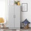 Bucholz 65" Tall Wardrobe Cabinet, Storage Cabinet with Hanging Rail and Shelves for Living Room, Kitchen, and Laundry Room, 24.5" D x 32" W x 65" H, Grey-982257207-960273296