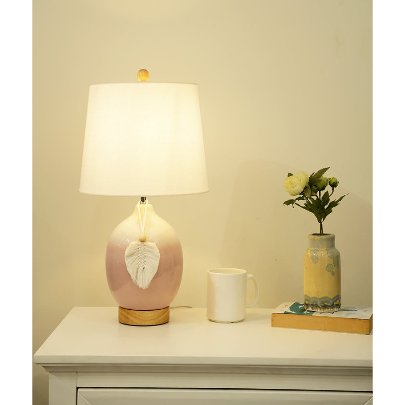 Lampe de table en céramique Damante, Ombre-Pink