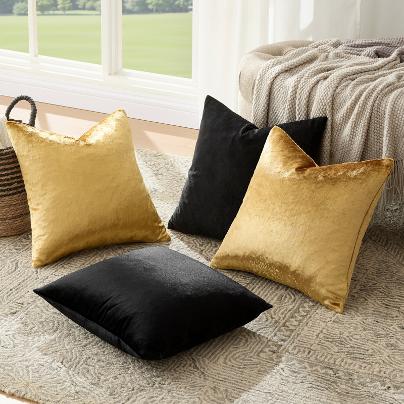Ensemble de 4 housses de coussin en velours de luxe, housse décorative douce pour canapé-lit, salon, canapé, chambre à coucher