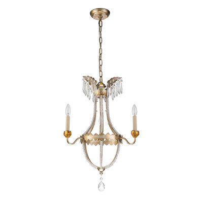 Harrellsville 3 Light Gold and Silver Empire Chandelier