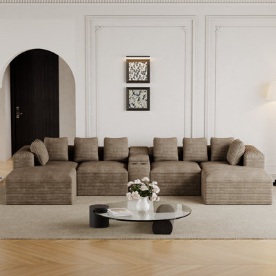 Canapé modulaire de 5 pièces sans assemblage avec chaises, console et porte-gobelet