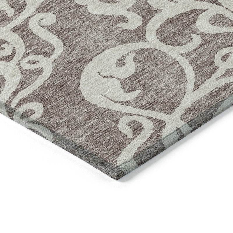 Taupe and Cream Synthetic Flat Woven 5' x 7' Area Rug