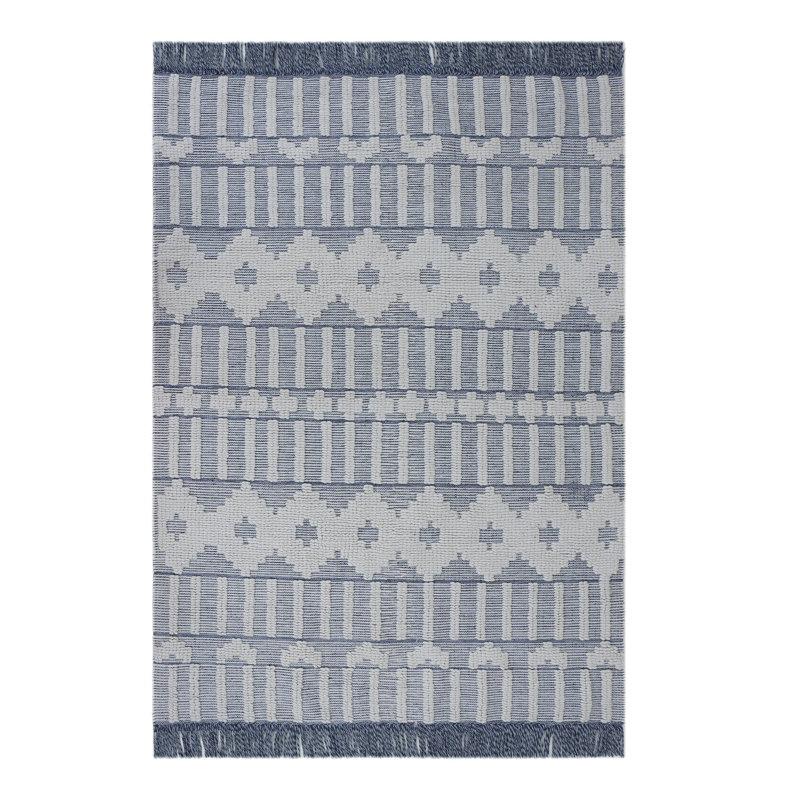 Tapis bleu marocain tissé à la main, Rectangle 10 pi x 14 pi
