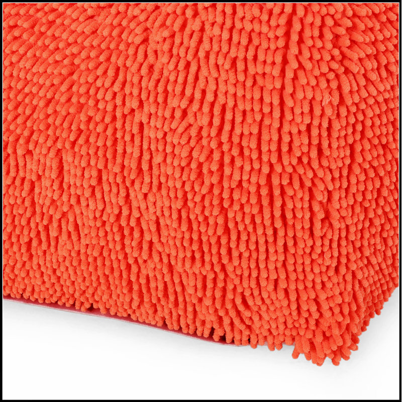 Repose-pieds carré en microfibre Spongy, Chenille, Corail
