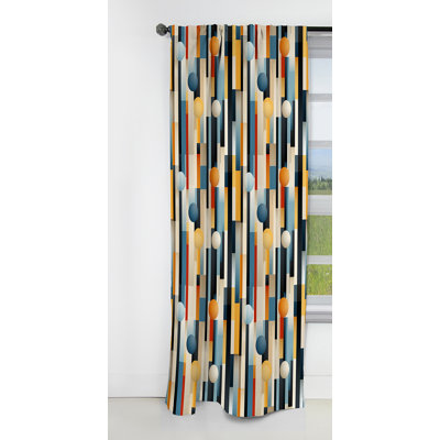 Retro Futurism Striped Pattern I - Stripped Curtain - Blackout Striped Curtain - 1 Panels