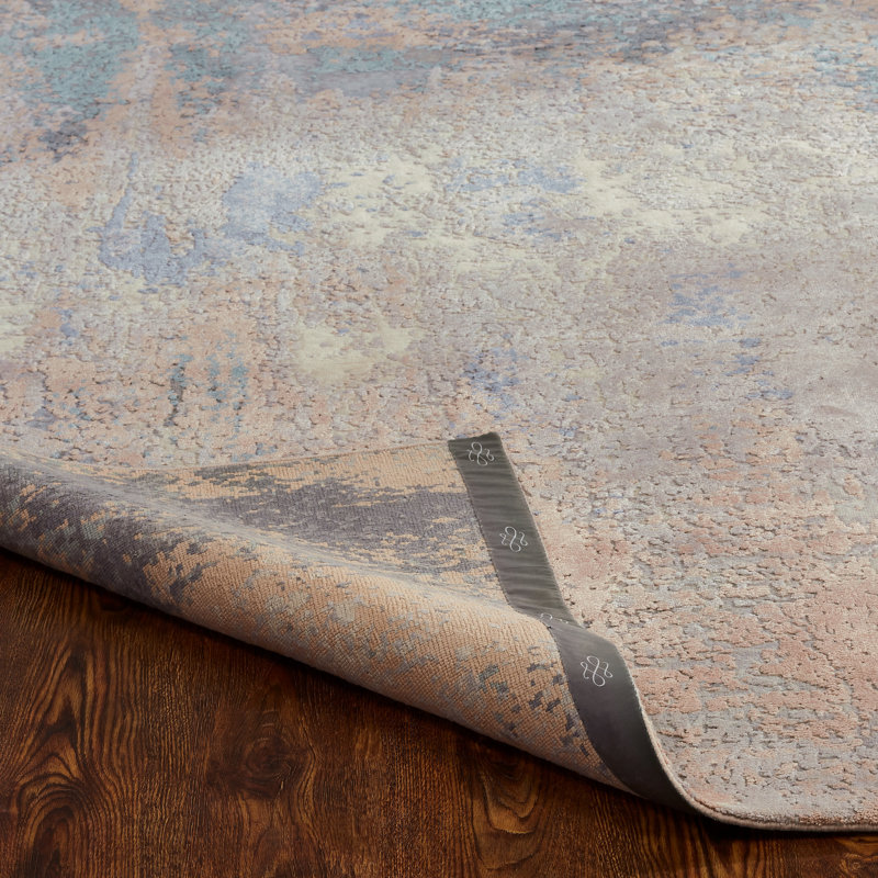 Hand Knotted Abstract Area Rug in Blue, Rectangle 8' x 10'