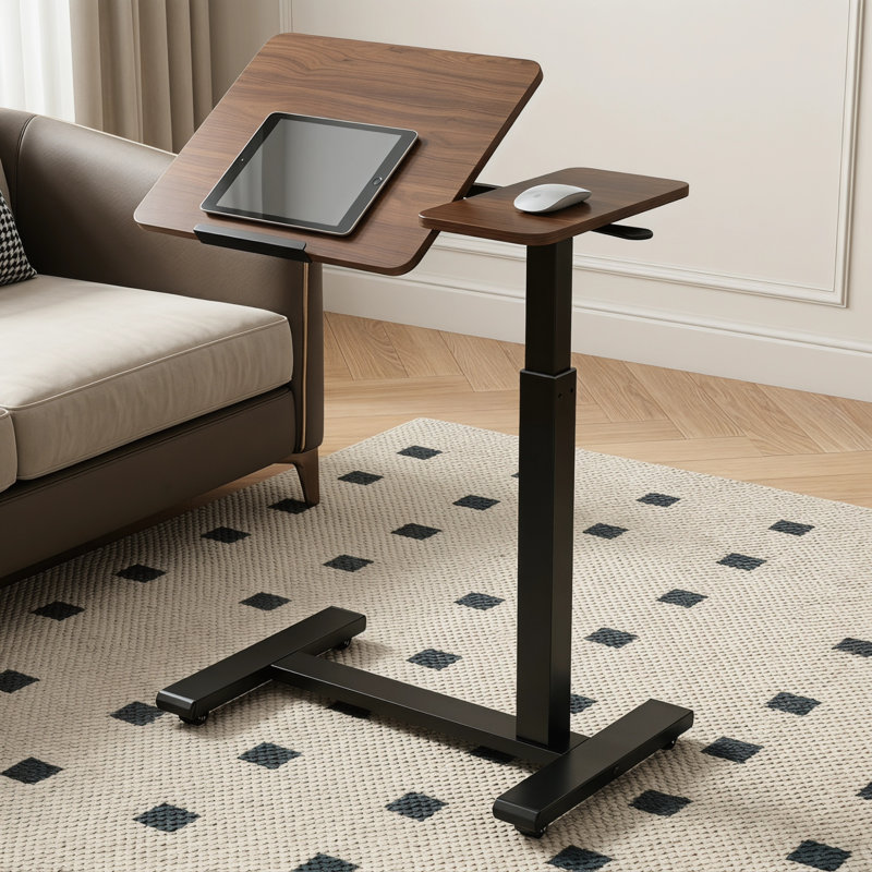 Bureau mobile à hauteur réglable, Brun / Noir