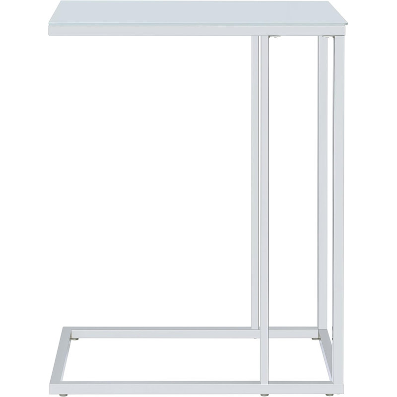 Modern C-Shaped Sofa Side Table With Tempered Glass Top And Chrome Metal Frame - Space-Saving Design For Living Room And Compact Areas