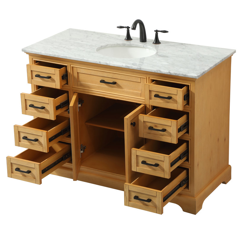 Ensemble de meuble-lavabo simple 48 po Hermes, Brun clair