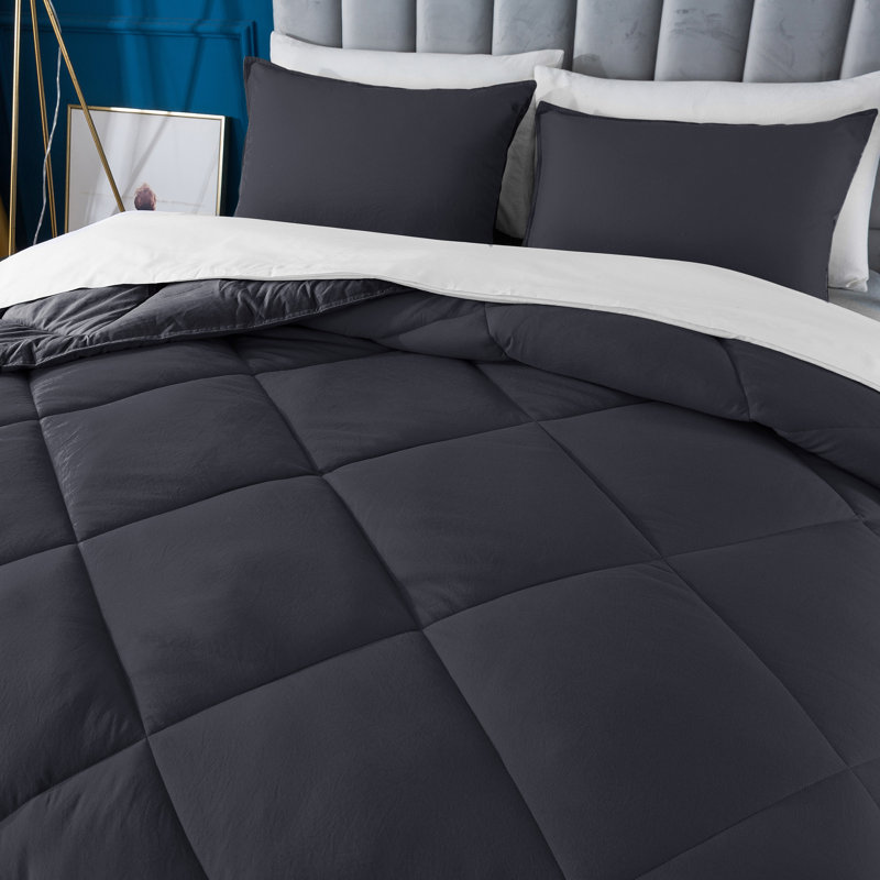 Winter Warmth Quilted Comforter-Cozy Soft Dow Alternative Duvet-Hotel Collection Machine Washable, King Comforter, Grey