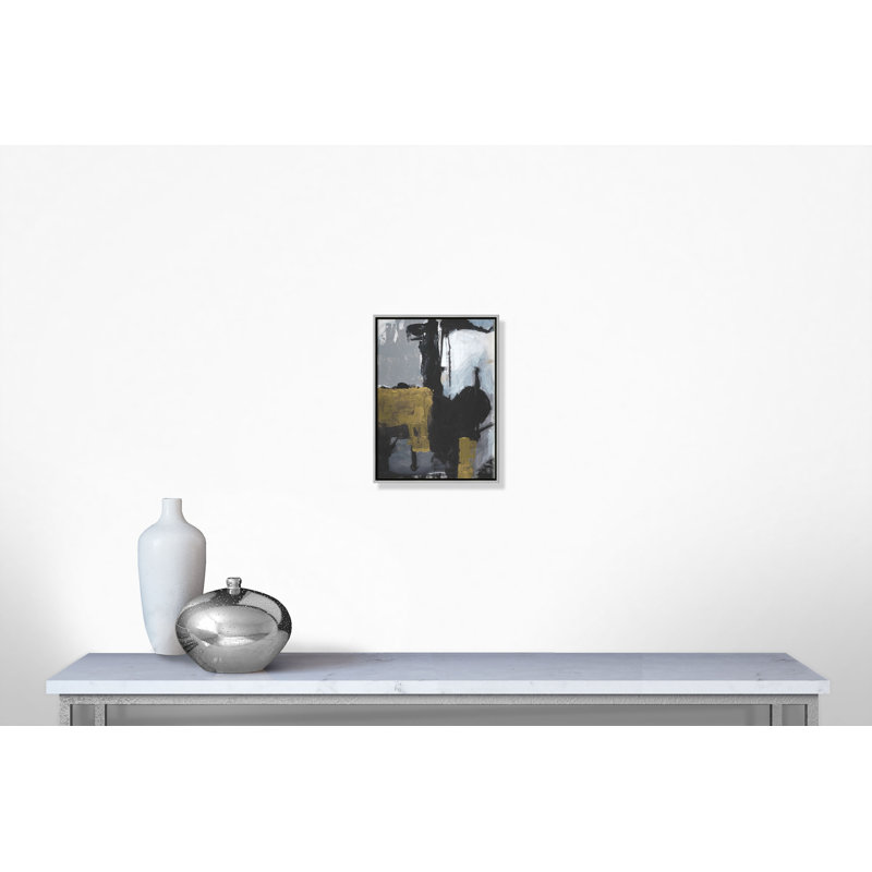 «24K Abstraction - Floater Frame», reproduction d'art sur toile, H 24 po x l 18 po x P 2 po, Cadre argenté