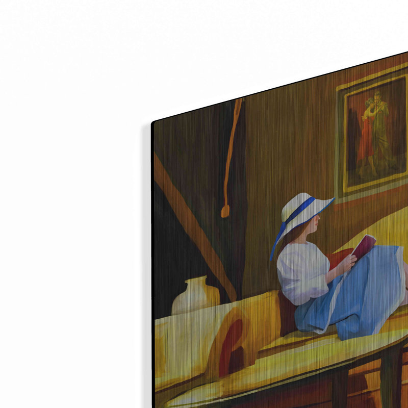 Art luxueux en métal «Lady Reading 1» par Ata Alishahi, M «Lady Reading 1» par Ata Alishahi, H 16 po x l 24 po