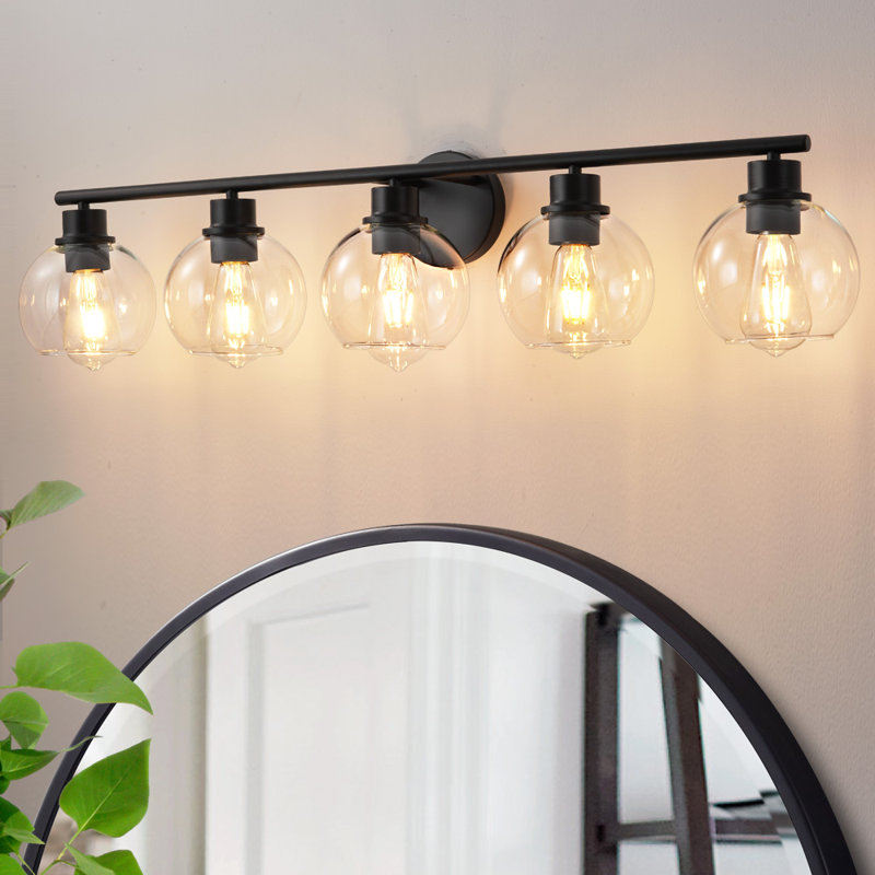 Aanay Dimmable Bathroom Vanity Light, 5, Matte Black