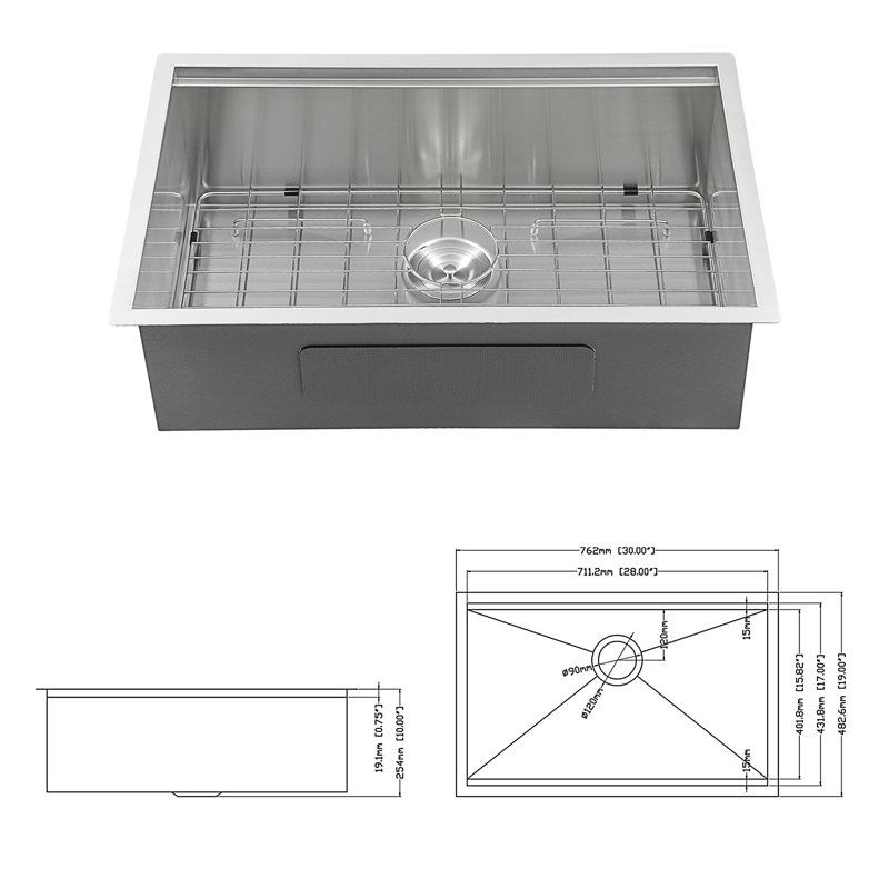 30'' L Single Bowl Stainless Steel Kitchen Sink