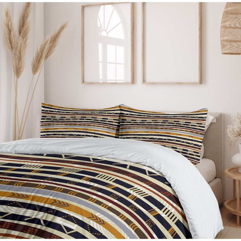 Twin Black and Gold Geometric Microfiber Duvet Cover Set