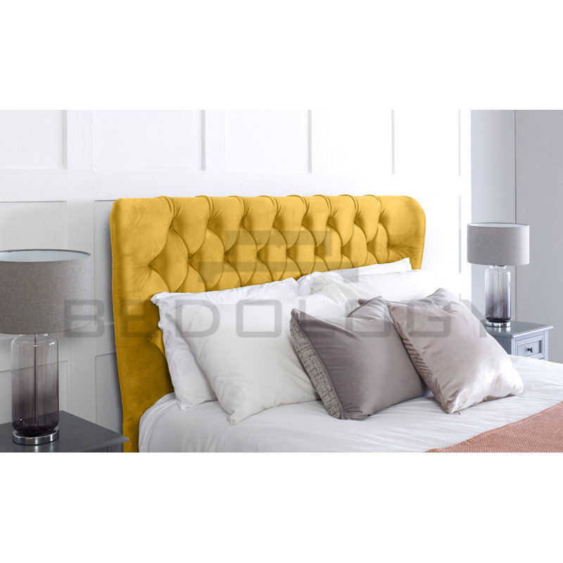 Jayvion Upholstered Bed, Small Double (120x190cm), Yellow
