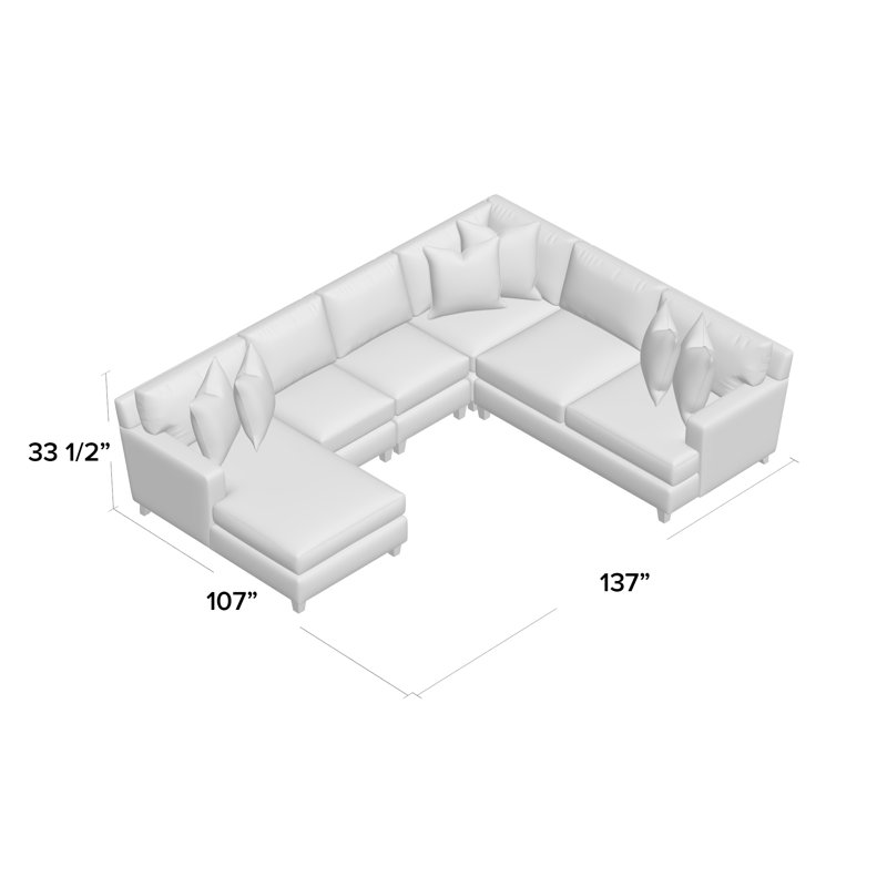 Mila Upholstered U-Shaped Sectional Left Hand Facing, Akiko Graphite Performance 5534-011, Aged Gray