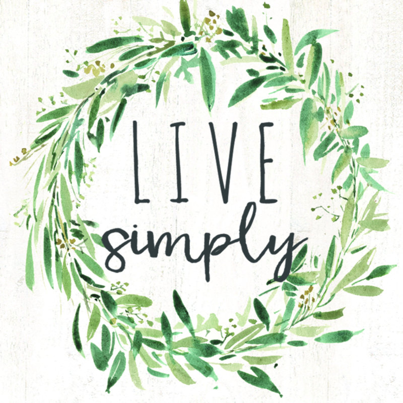 Live Simply Wreath - Wrapped Canvas Art Prints, 30cm H x 30cm W