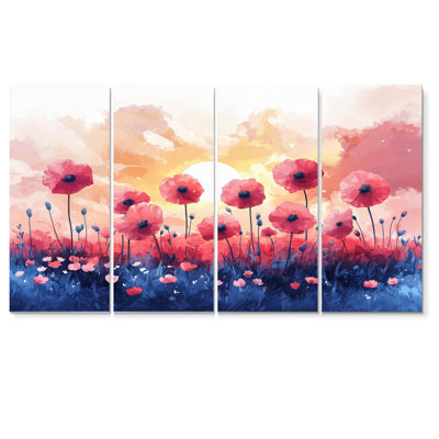 Coastal Poppies On Sunset - Poppies Wall Art - ensemble d'art mural traditionnel