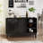 47.3" Sideboard Buffet Cabinet With Storage, Farmhouse Fluted Sideboard With 2 Doors & Solid Wood Feet, TV Media Console, Storage Cabinet For Kitchen Dining Living Room Entryway Hallway, Black