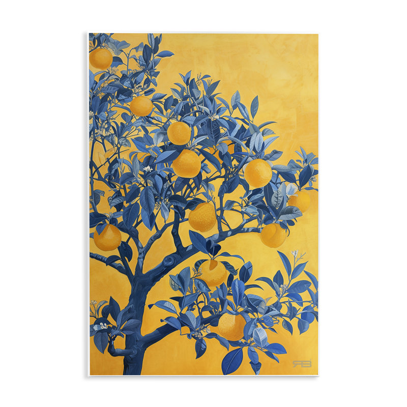 Art mural «Lemon Tree on Orange» par RB, H 19 po x l 13 po
