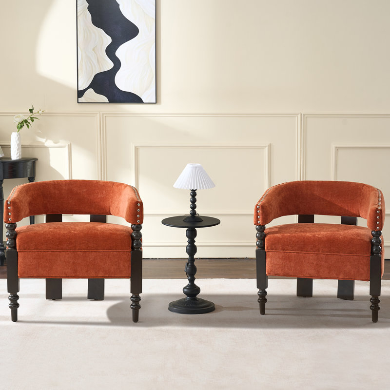 Barrel Upholstered Armchair, Orange