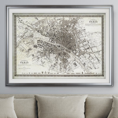 «Vintage Paris Map Outline», impression