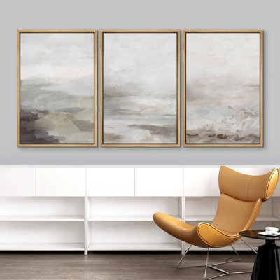 Paysage minimaliste, aquarelle, pastel, brume, paysage naturel abstrait, œuvre d'art minimaliste Moody