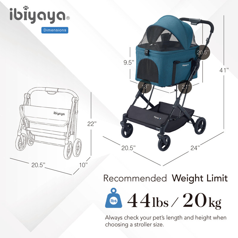 Système de voyage Travois Tri-Fold pour animaux XL, Bleu nautique