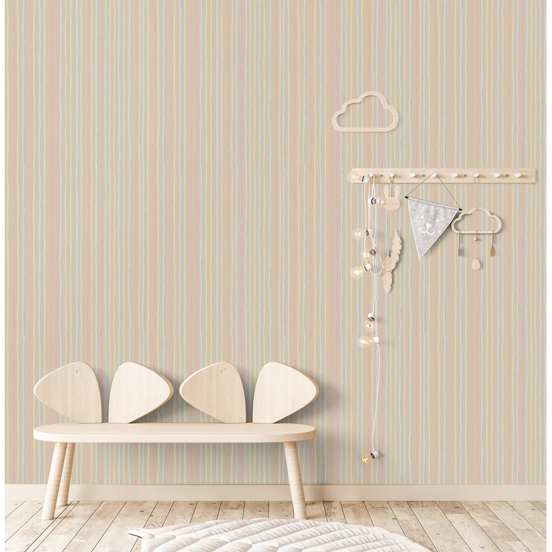 Alecxander Smooth Glitter Stripes 10.05m x 53cm Wallpaper Roll, Beige